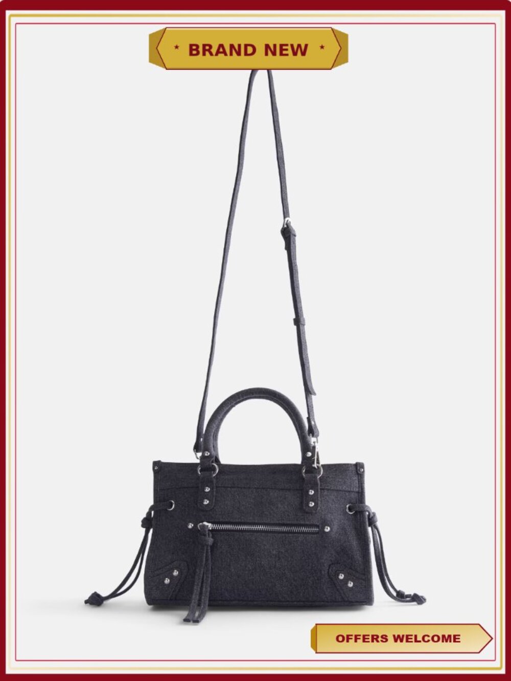 Square Tote Bag with Adjustable Crossbody Strap, Zip Pockets